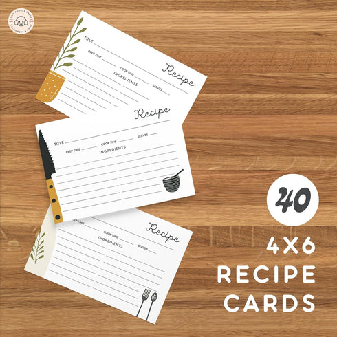 40 Recipe Cards for Recipe Box Boho Kitchen Recipe Cards in 3 Designs, Recipe Cards for Weddings or Bridal Showers, New Homeowner Gift...