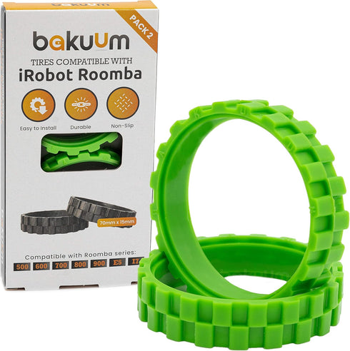 Tires for IROBOT ROOMBA Wheels Series 500, 600, 700, 800, 900 e5 e6 i7 (Pack of 2) Anti-slip, Great Adhesion and Easy Assembly. (Green)...