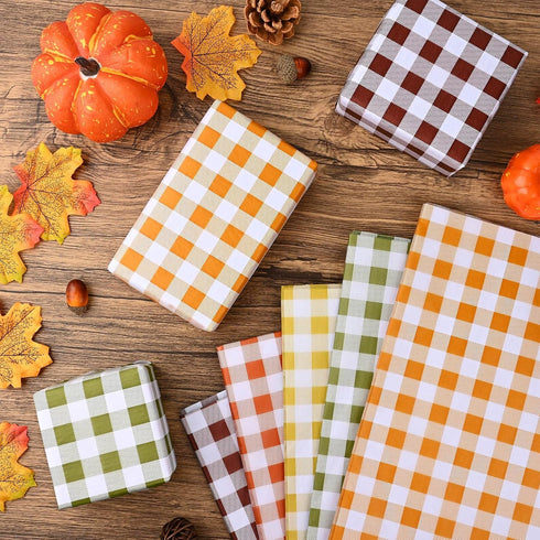 50 Sheets Large Size Autumn Plaid Tissue Bulk, 28 * 20'' Brown Green Yellow Red Orange Buffalo Plaid Gift Wrapping Tissue for Fall Harvest Thanksg...