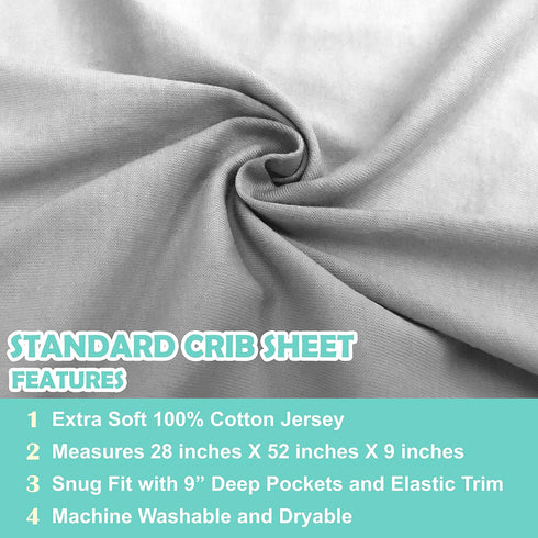 TL Care 100% Natural Cotton Fitted Crib Sheet 52" x 28" - Soft, Breathable, Hypoallergenic & Gentle Toddler Bed Sheet, Gray, Neutral for Boys & Gi...