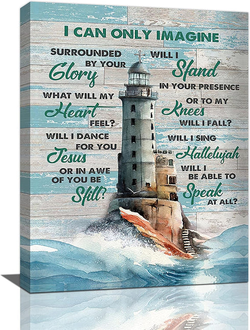Lighthouse Wall Art Nautical Decor Coastal Ocean Pictures Wall Decor Lighthouse Christian Scriptures Canvas Painting Prints I Can Only Imagine Mod...