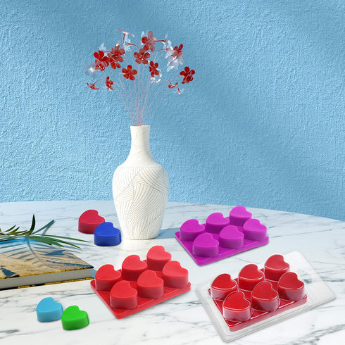 MILIVIXAY Wax Melt Containers-6 Cavity Clear Empty Plastic Wax Melt Molds-25 Packs Heart Shape Clamshells for Tarts Wax Melts....