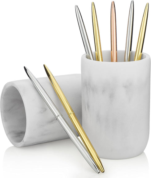 Essentra Home Blanc Collection White Bathroom Tumbler Cup for Vanity Countertops, Also Great As Pencil Pen Holder and Makeup Brush Holder...