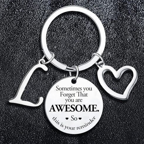 Sometimes You Forget You're Awesome Letter Keyring Encouragement Initial Alphabet Keychain Inspirational Keychain...