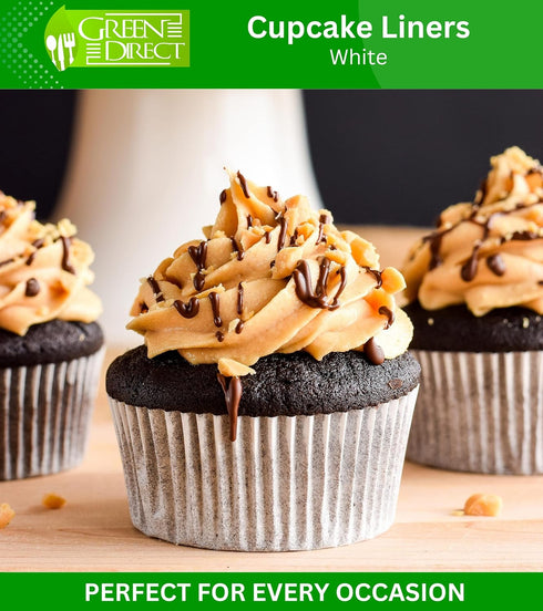 Green Direct Cupcake Liners - Standard Size Cupcake Wrappers to use for Pans or carrier or on stand - White Paper Baking Cups Pack of 500...