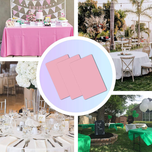 Childom 3 Pack Plastic Tablecloths for Rectangle Tables 54" x 108" Pink Disposable Table Cloths for 6 to 8 Foot Tables Indoor or Outdoor Parties B...