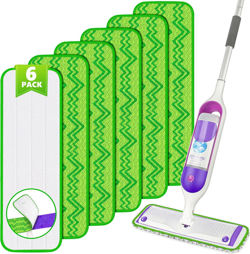 Reusable Mop Pads Compatible with Swiffer PowerMop, Microfiber Mop Pads Replacement Washable Mop Refills Pads for Dry Wet Mop, Spray Mops Pads Flo...