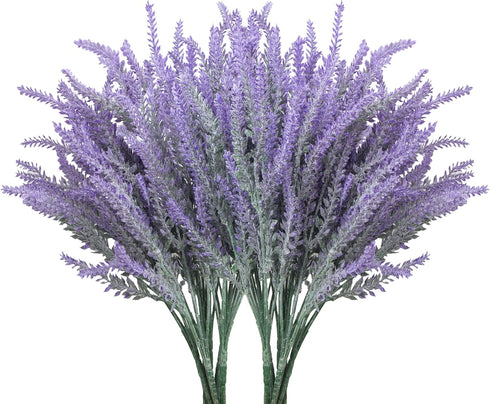 10 Bundles Fake Flowers Artificial Lavender Faux Plastic Plants Purple Flowers for Home Decor Wedding Kitchen Garden Patio Porch Window Box Office...