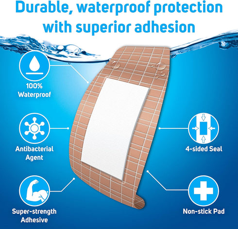Care Science Waterproof Strong Strips Adhesive Bandages, Extra Large, 32 CT | 100% Waterproof, Heavy-Duty Protection, Helps Prevent Infection for ...