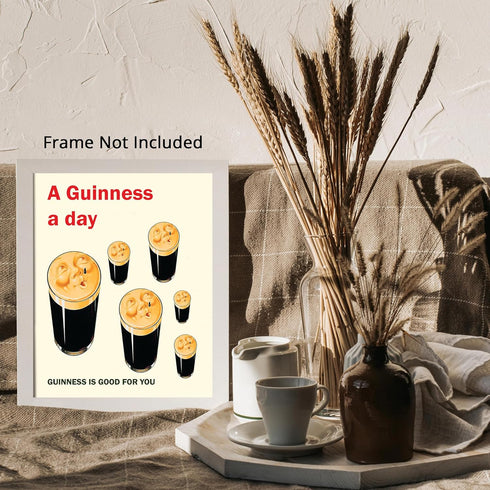 Posterizer 1 pcs-A Guinness a Day-Drinks-Vintage Advertisement-Kitchen & Bar Art-GIft for Men Women Teens-Art for Cafe, Restaurant, Coffee Bar - u...