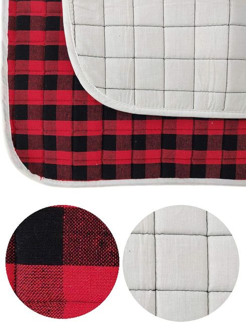 2-Piece Dish Drying Mat Set - 16"x18" Buffalo Classic Check Plaid - Red Black...