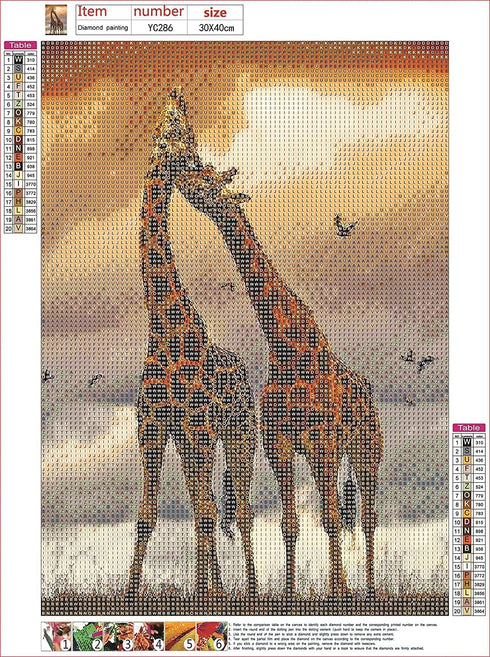 FANGKISSU DIY 5D Diamond Painting Kits for Adults, Full Drill Dusk Giraffe Diamond Art Painting by Number Kits,Arts Craft for Home Wall Decor 12x1...