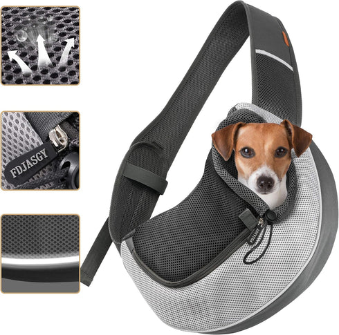 FDJASGY Pet Sling Carrier for Small Dogs Cats,Breathable Mesh Travelling Hand Free Puppy Backpack with Pouch and Adjustable Strap Carrier...