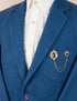 Knighthood Formal Blue Shimmery Stone With Gold Engraving And Hanging Tassel Chain Collar Pin Brooch, Suit Stud, Shirt Studs, Lapel Pin Accessorie...