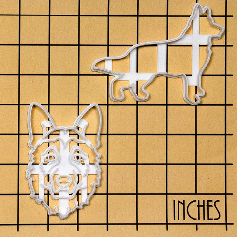 Set of 2 German Shepherd cookie cutters (Designs: Face & Body), 2 pieces - Bakerlogy...