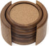 Lipper International Acacia Round with Cork Coasters and Caddy, 7-Piece Set...