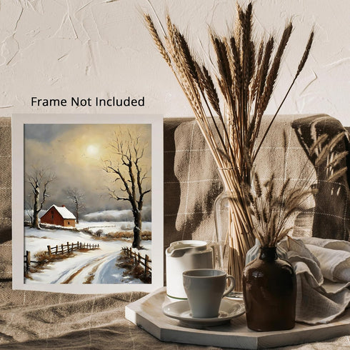 Posterizer 1 pcs-beautiful scenary of snowy winter in oil painting style-6-Landscape & Nature Art-GIft for Men Women Teens-Dining Room Decor- unfr...
