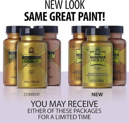 FolkArt Gold Treasure Brilliant Metallic Acrylic Paint, 4 oz...