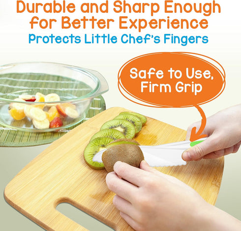 NutriChef 3-Piece Nylon Kitchen Baking Knife Set - Children's Cooking Knives, Safe to Use, Firm Grip, Serrated Edges, Kids' Knives, Protects Littl...