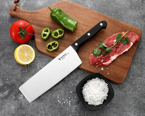 7.5-Inch Nakiri Knife Razor Sharp High Carbon Stainless Steel Meat Cleaver, Vegetable Chopper Kitchen Knife Multipurpose Chef Knife...