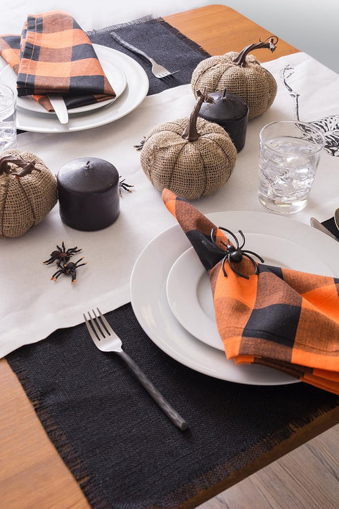 DII Jute Burlap Collection Kitchen Tabletop, Placemat Set, 13x19, Solid Black, 6 Count...