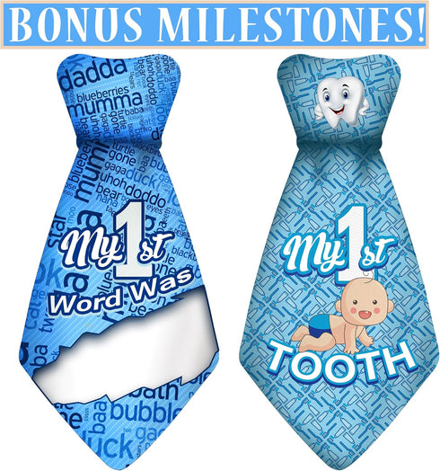 Baby Monthly and Holiday Milestone Sticker Ties by TurtleSurfers, A Stylish Baby Month Stickers Set for Baby Boys | 20 Different Designs Including...