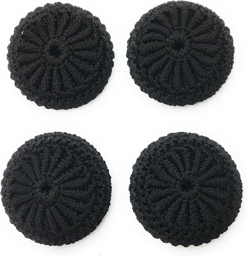 4 Crochet Black Buttons Set ~1-3/8" Inch - Hand Made Buttons - Blazer, Dresses~Sportcoats, Designers....