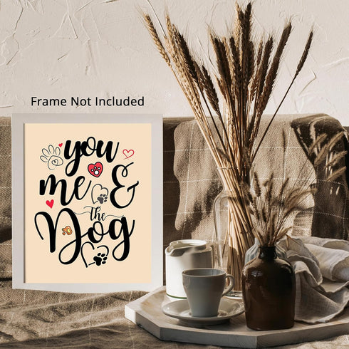 Posterizer 1 pcs-you, me and the dog-Art for Animal Lovers-Typography Art-Gift For Animal Lovers-Gift for Couples boyfriend girlfriend Husband Wif...