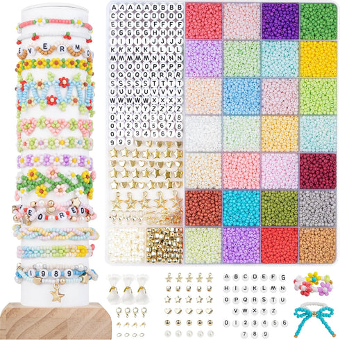 DoDoBeads Jewelry Making Kit - 10000Pcs Glass Seed Beads for Bracelets Making, 28 Summer Colors Beads, Jewelry Making Supplies, Friendship Bracele...