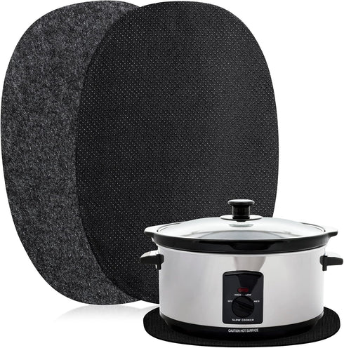 2 Pcs Oval Slow Cooker Heat Resistant Mat for 6-8 Quart Non Skid Countertop Heat Protector Mat Kitchen Appliance Mats for Air Fryer Kitchen Suppli...