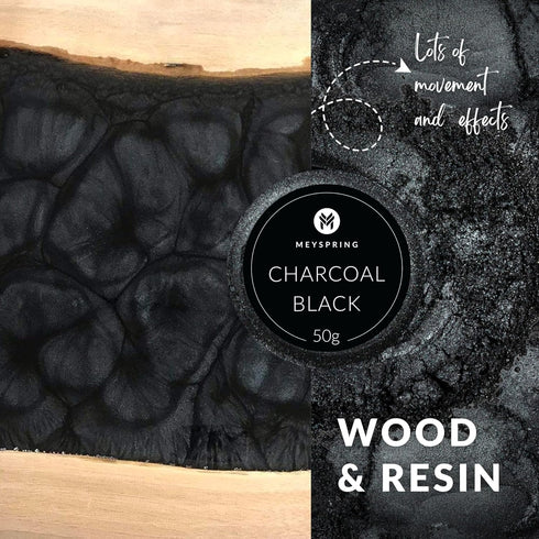 MEYSPRING Charcoal Black Mica Powder for Epoxy Resin - 50 Grams - Great for Resin Art and UV Resin - Epoxy Resin Color Pigment...
