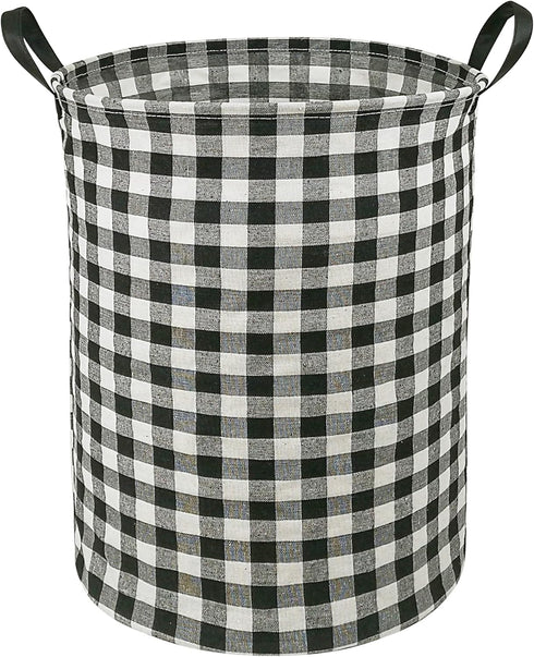 KUNRO Large Sized Storage Basket Waterproof Coating Organizer Bin Laundry Hamper for Nursery Clothes Toys (Black grid)...