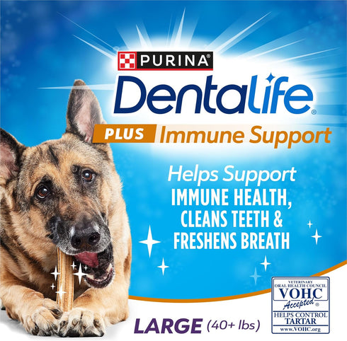 Dentalife Purina Plus Immune Support Chicken, Apple and Blueberry Flavor Dog Dental Chews - 6 ct. Pouch....