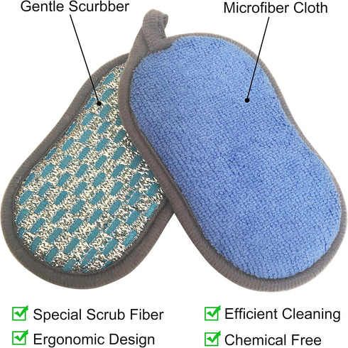 Multi-Purpose Scrub Sponges for Kitchen Scrub-it-Non-Scratch Double-Side Double-Effect Microfiber Sponge Along with Heavy Duty Scouring Power-Effo...
