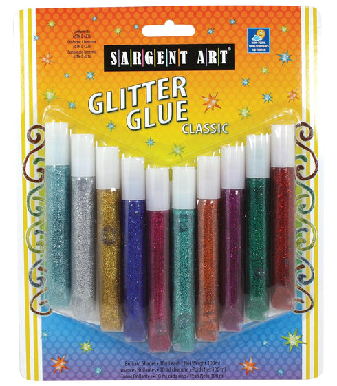 Sargent Art 8 Count x 10 ml Glitter Glue Tubes, 8 Assorted Colors, Non-Toxic, Easy Bonding, Washable...