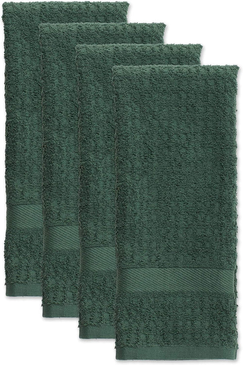 DII Basic Terry Collection Waffle Dishtowel Set, 15x26, Solid Dark Green, 4 Piece...