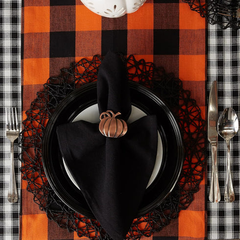 DII Buffalo Check Collection, Classic Farmhouse Table Runner, 14x72, Orange & Black...