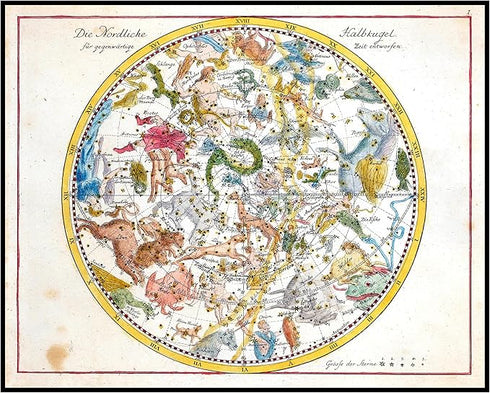 Posterizer 1 pcs-The Northern Hemisphere-Celestial maps-Johann Bode-Astrology & Zodiac Art-Astronomy & Celestial Art-Gift for Steampunk and Astrol...