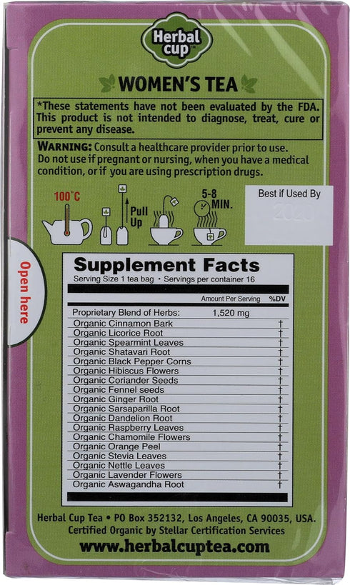 Herbal Cup Ayurveda Women's Tea, Organic Harmony & Balance, No Caffeine Herbal Teas (16 Count, Pack of 1)...