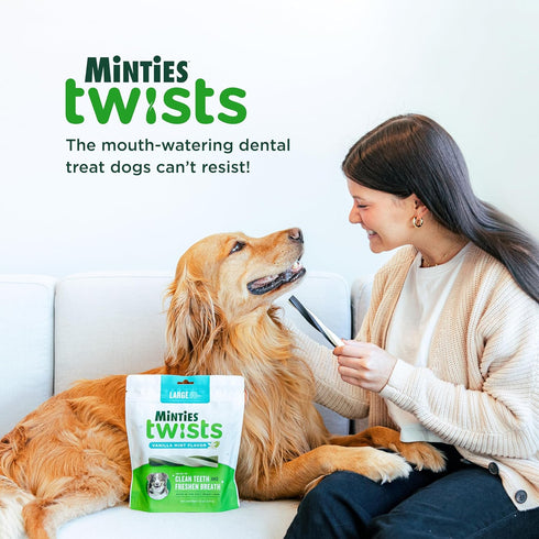 Minties Dental Twists for Dogs, Vet-Recommended Vanilla-Flavored Dental Chews for Tiny/Small Dogs 5-39 lbs, Dental Treats Clean Teeth, Fight Bad B...