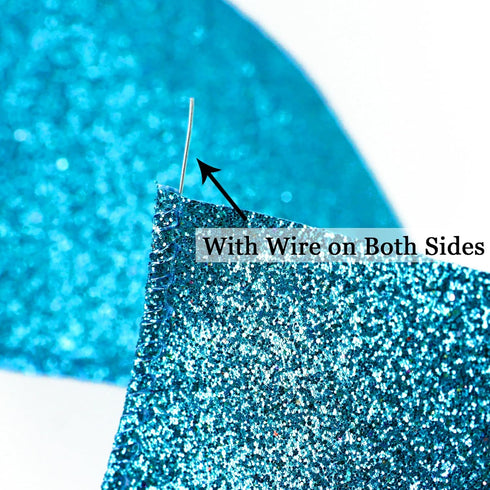 MEEDEE Blue Glitter Ribbon Blue Wired Ribbon 2.5 Inch Metallic Ribbon by 25 Yards Turquoise Ribbon Blue Christmas Ribbon Light Blue Ribbon for Chr...