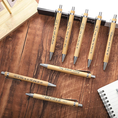 Bible Verse Pens Bamboo Christian Pens Motivational Bible Wisdom Stylus 1 mm Scripture Motivational Quotes Ballpoint Pen Inspirational Pen Bulk fo...