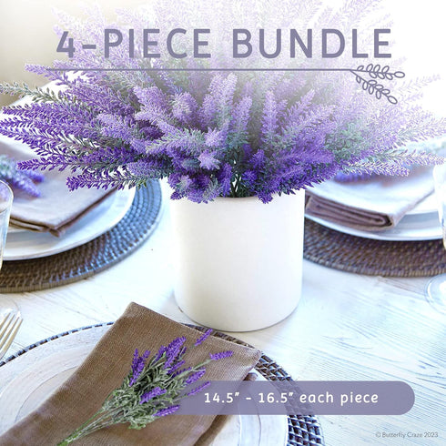 Butterfly Craze Lifelike Artificial Lavender Plants - Perfect for Crafting, Home Decor, and Weddings, Pair with Fake/Dried Flowers Like Purple Ros...