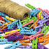 Mini Natural Wooden Clothespins with Jute Twine, 250pcs, 1 Inch Photo Paper Peg Pin Craft Clips with 66ft Natural Twine for Scrapbooking, Arts & C...