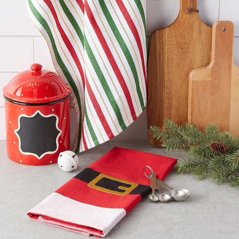 DII Holiday Dish Towels Christmas Kitchen Décor, 18x28, Santa Belt, 2 Piece...