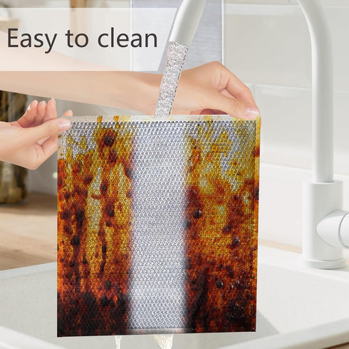 Double Layer Wire Dishwashing Rags - 8 Pcs Wire Dishwashing Rags for Wet and Dry, Non-Scratch Wire Dishcloth, Multipurpose Wire Cleaning Cloths fo...