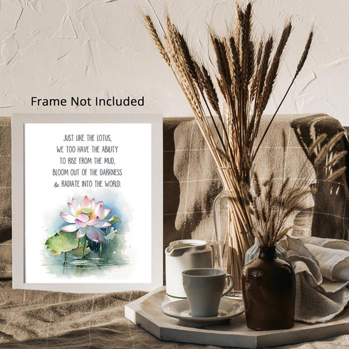 Posterizer 1 pcs-encouraging zen lotus flower positive quote-Floral & Botanical Art-Motivational & Inspirational Art-Decor for Home & Office- UNFR...
