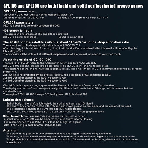 HONKID Keyboard Switch Lube Grease Oil with GPL 205G0 0.35oz and GPL 105 0.35oz for Mechanical Keyboard Switches and Springs...