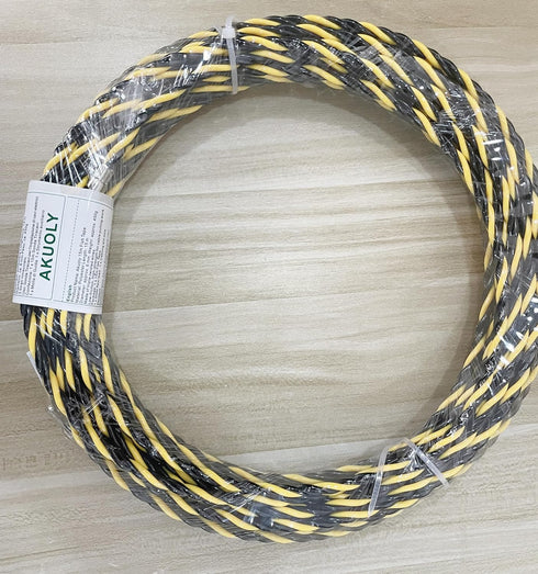 Fish Tape 49FT Wire Fishing Tools 6.0mm Diameter 3 Wires Twisted with Guide Spring, Ideal for Wire Fishing Black and Yellow 15m...