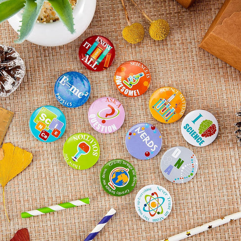 72 Pcs Science Party Button Pins Science Theme Pinback Buttons for Party Accessory, 12 Styles...
